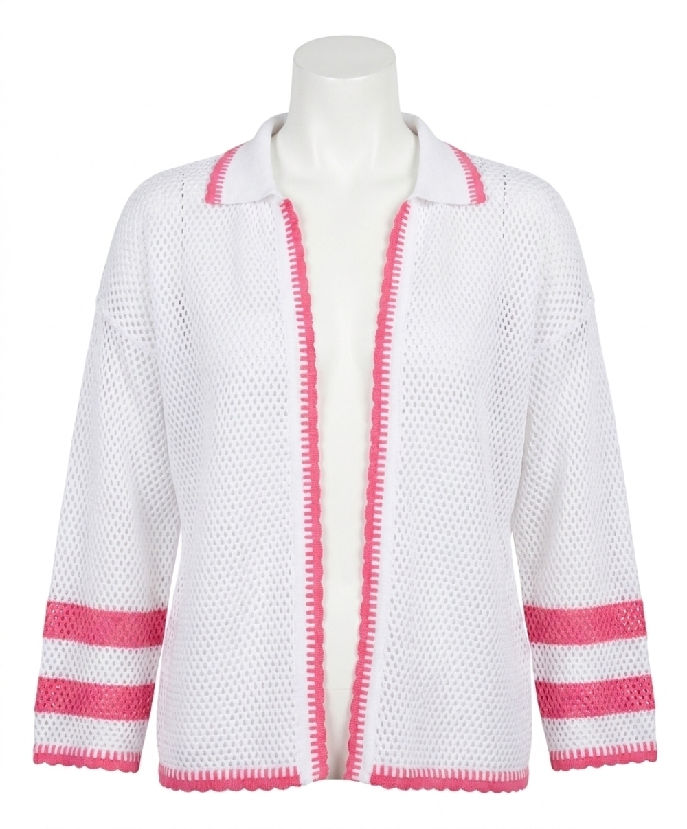 NEW ANGEL APPAREL crochet long sleeves cardigan in white/petal